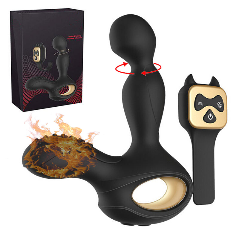 10 Speeds 360 Degree Rotating Heating Prostate Massager Anal Plug Vibrator With Remote Control-EROSREALM