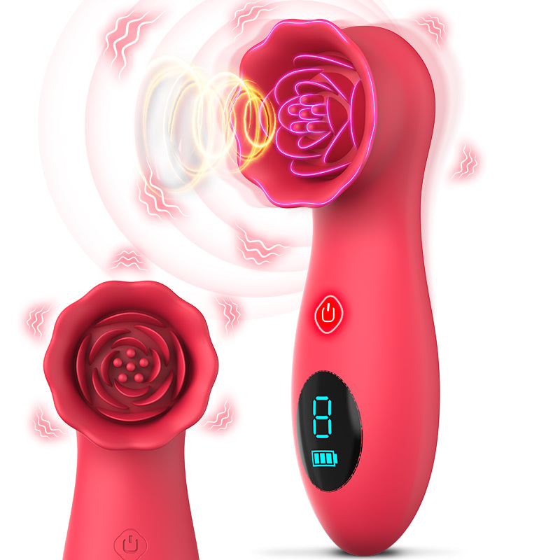 Lcd Display 9 Tapping Modes Rose Clit Vibrator-EROSREALM