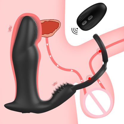 Prostate Massager Anal Plug Vibrator Butt Plug With Delay Ejaculation Cock Ring-EROSREALM