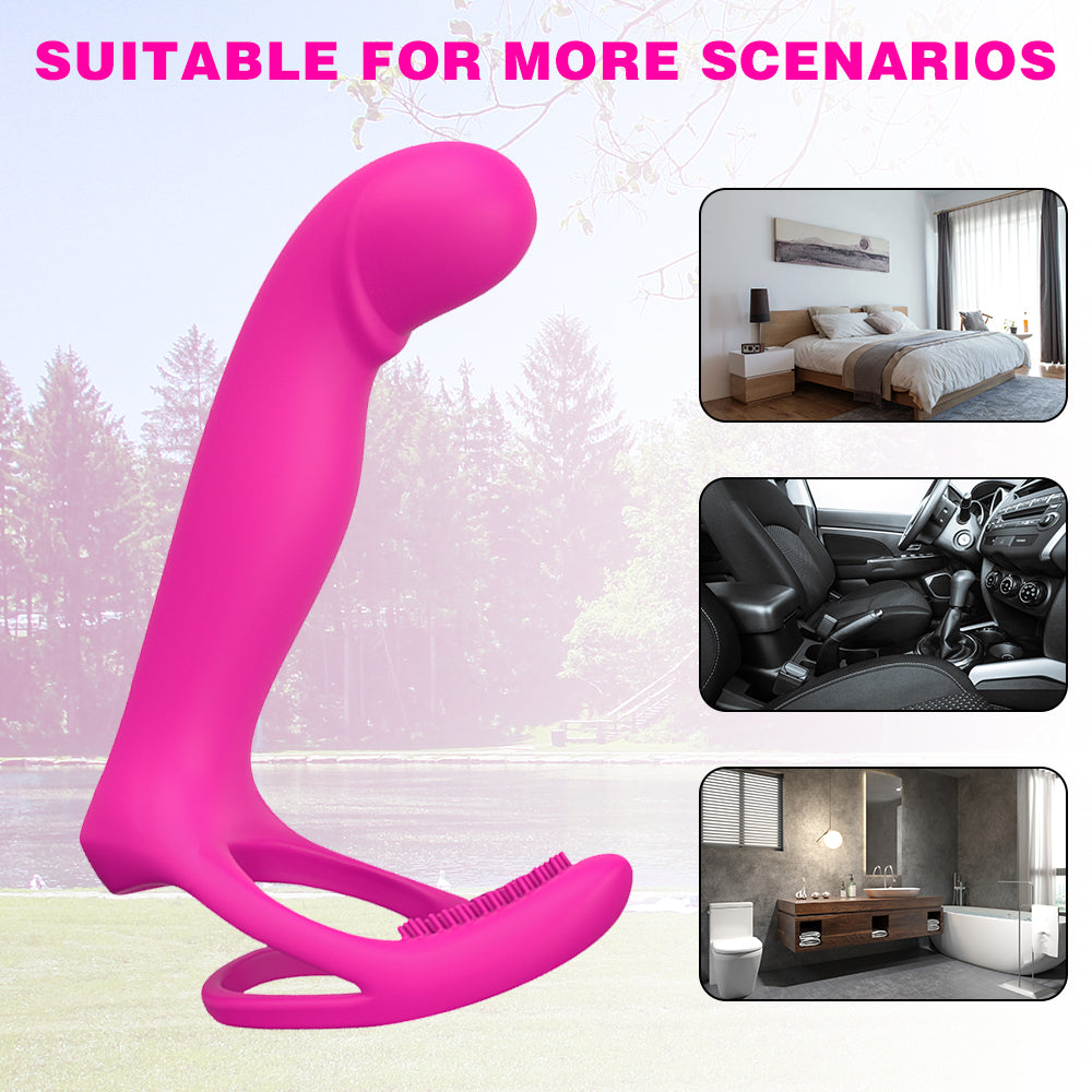 Remote Control Vibrating Strap on with Penis Rings for Couples-EROSREALM