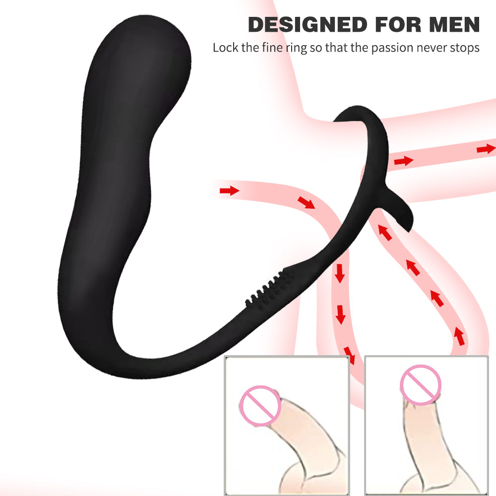 Silicone Wearable Anal Plug With Penis Ring-EROSREALM