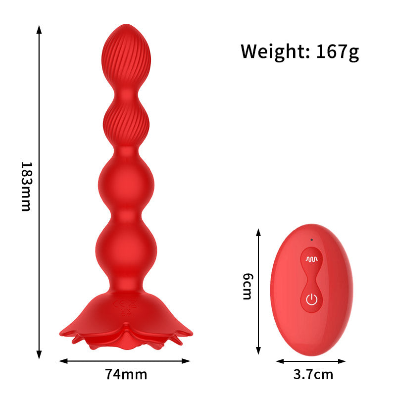 Wireless Remote Control Swinging Rose Anal Beads Vibrator-EROSREALM