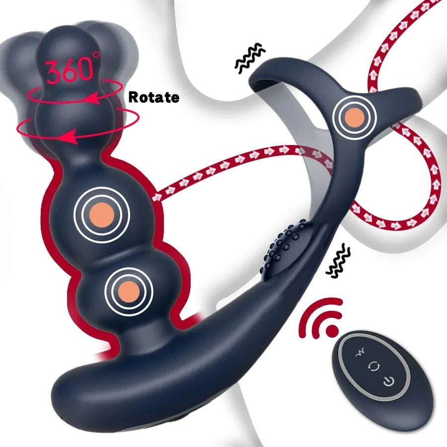 Wireless Remote Control 360° Rotating Vibrating Prostate Massager-EROSREALM