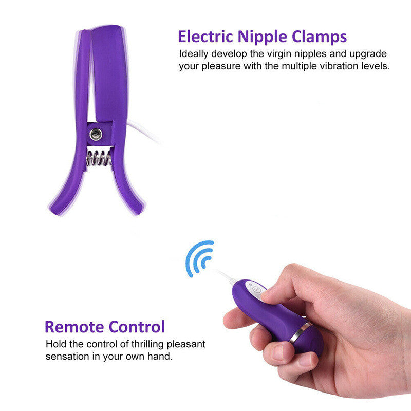 Nipple Clamps Vibrating Breast Clips Nipple Stimulator Wired Vibrators with Remote Control Sex Toys for Women-EROSREALM