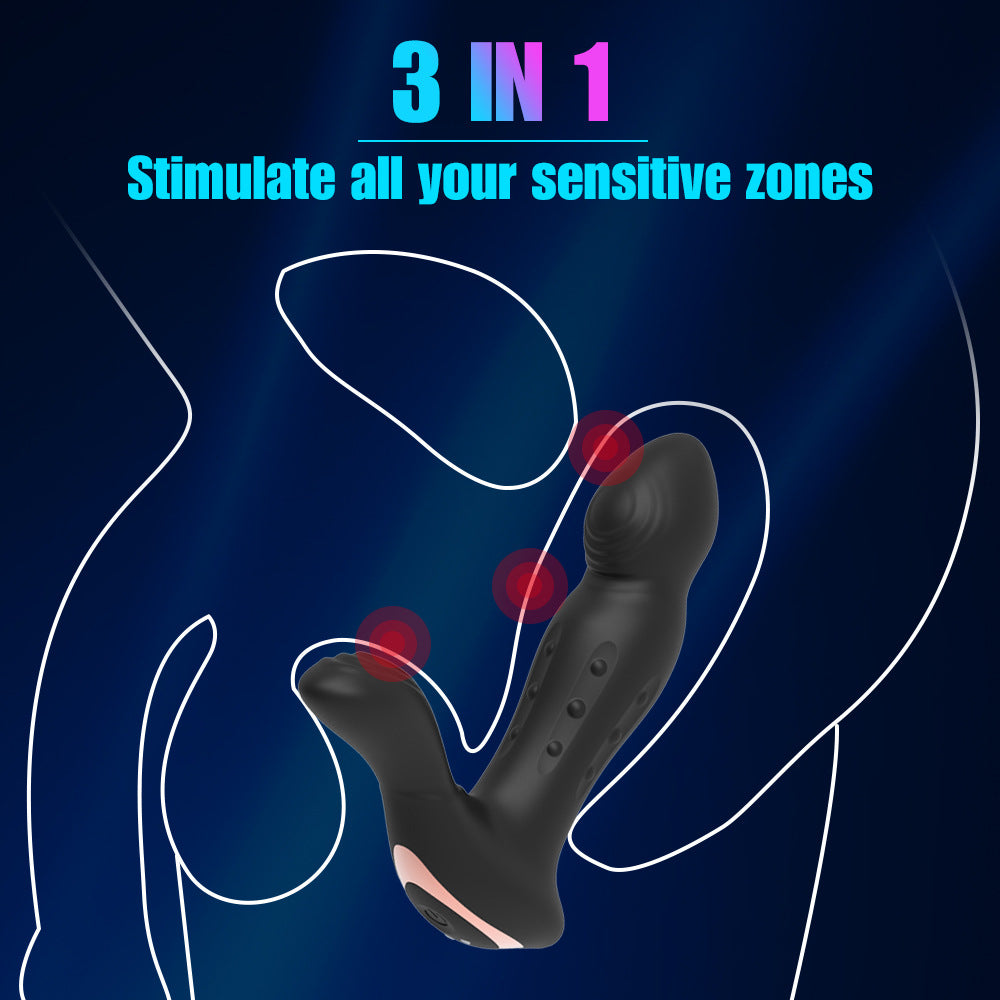 Pearls Pleasure 3-in-1 Wiggling Thrusting And Vibrating Remote Control Prostate Massager-EROSREALM