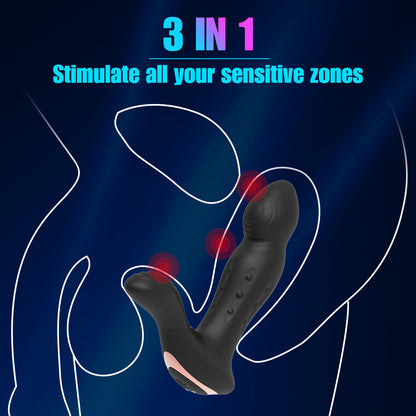 Pearls Pleasure 3-in-1 Wiggling Thrusting And Vibrating Remote Control Prostate Massager-EROSREALM