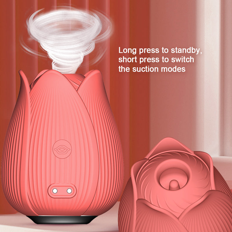 Light Rouge Rose Vibrator with Suction-EROSREALM