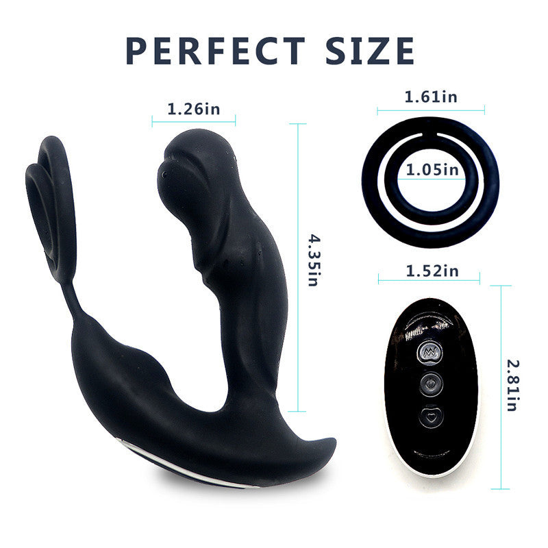 Wireless Remote Control Heating Vibration Prostate Massager With Penis Ring-EROSREALM