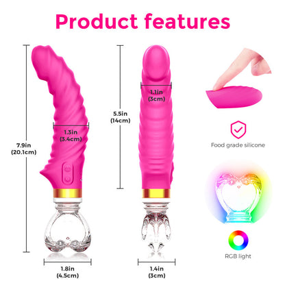 G-spot Massager Silicone Dildo Vibrator with LED Light-EROSREALM