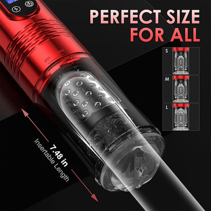 Luoge 383 Red Diamond Innovative Motors Telescoping Lcd Display Masturbator-EROSREALM