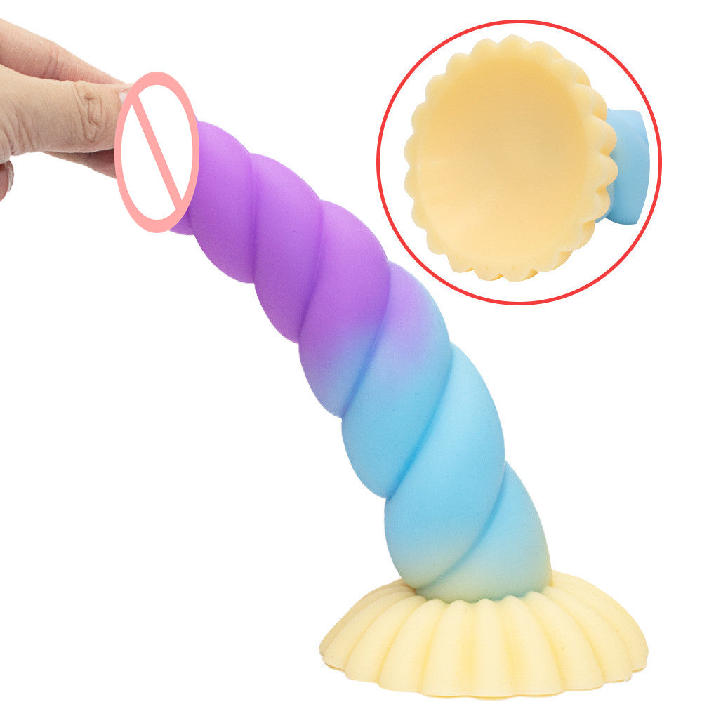 Colorful Braid Dildo Vibrator Liquid Silicone Anal Plug-EROSREALM