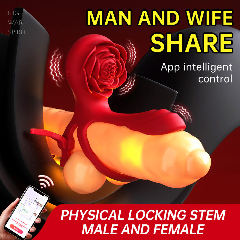 Adjustable App Remote Control Rose Penis Rings & G-spot Vibrator-EROSREALM