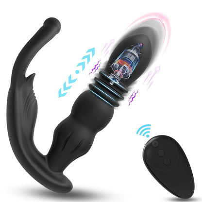 Retractable Prostate Massager With Penis Ring Sex Toy For Couples-EROSREALM