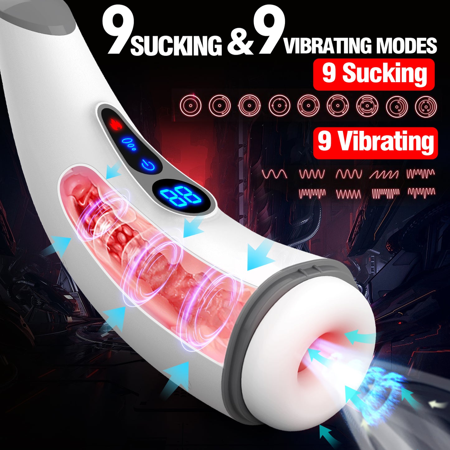 007 Pro Heating Sucking Vibrating Male Masturbator-EROSREALM