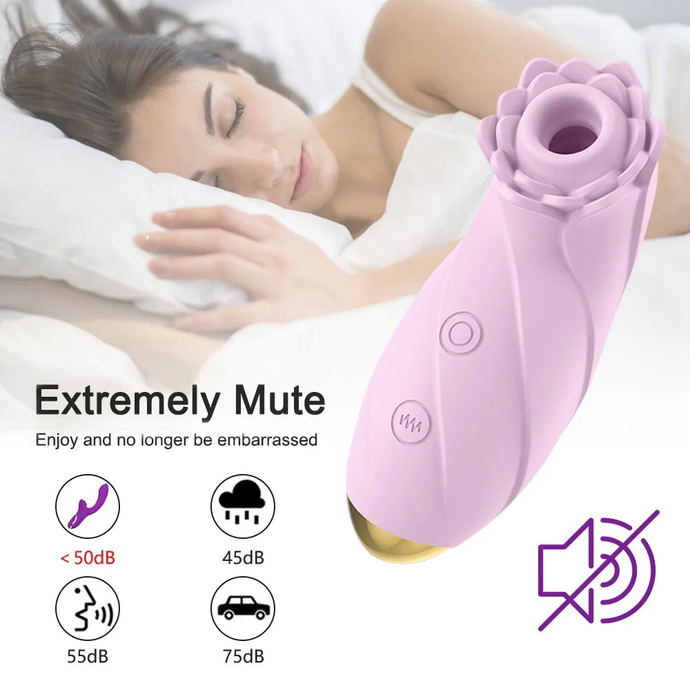 Rose Toy Clit Sucking Vibrating Massager Wand-EROSREALM