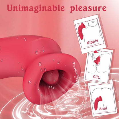 2-in-1 Clitoral Vibrator With 10 Tongue Licking Modes And 10 Sucking Modes-EROSREALM