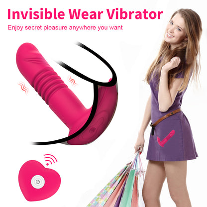 Remote Control Telescopic Dildo Vibrator Clit Massager G-spot Vaginal Stimulator-EROSREALM