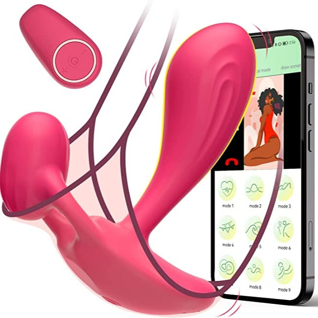 App Remote Control Double Shock Rotating Clit Stimulating Panty Vibrator-EROSREALM