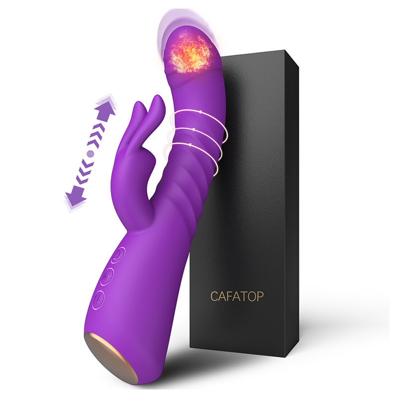 Heating Rabbit Vibrators Vagina G Spot Clitoris Nipple Dual Stimulator Massager Dildo-EROSREALM