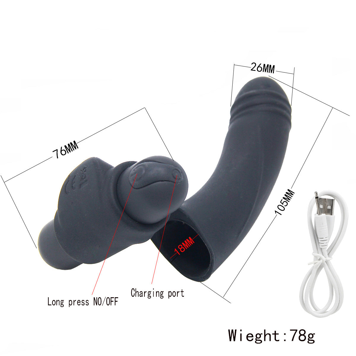 Finger Sleeve Vibrator With 10 Powerful Vibration Vaginal Massager Clitoris Stimulator-EROSREALM