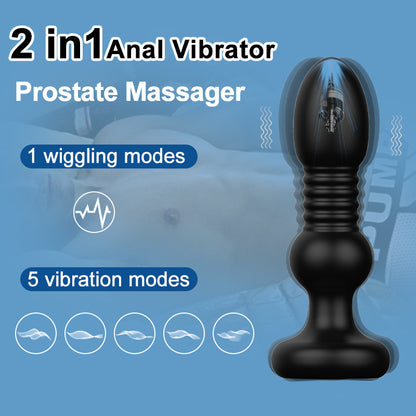 Telescopic Anal Vibrator Wireless Remote Control Prostate Stimulator Massager Butt Plug Dildo-EROSREALM