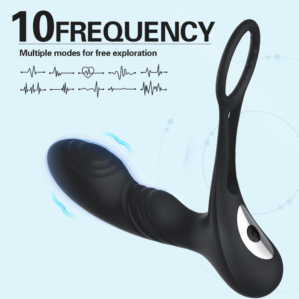 10 Vibration Mode Men Butt Plug Heating Prostate Massager Delay Ejaculation Ring-EROSREALM