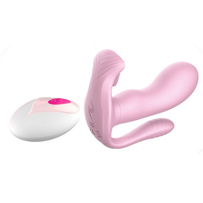 Remote Control Wearable Tongue Licking Double Penetration Vibrator-EROSREALM