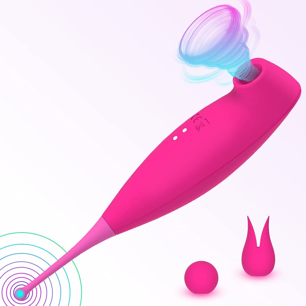 2 in 1 High Frequency Clitoral Sucking Vibrator. Clit Sucker for Clitoris Nipple Stimulation G spot Clitoral Vibrator with Whirling Vibration-EROSREALM