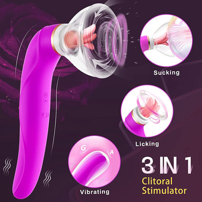 Suction Tongue Licking Nipple Clitoris Stimulator Vibrator Pussy Pump-EROSREALM