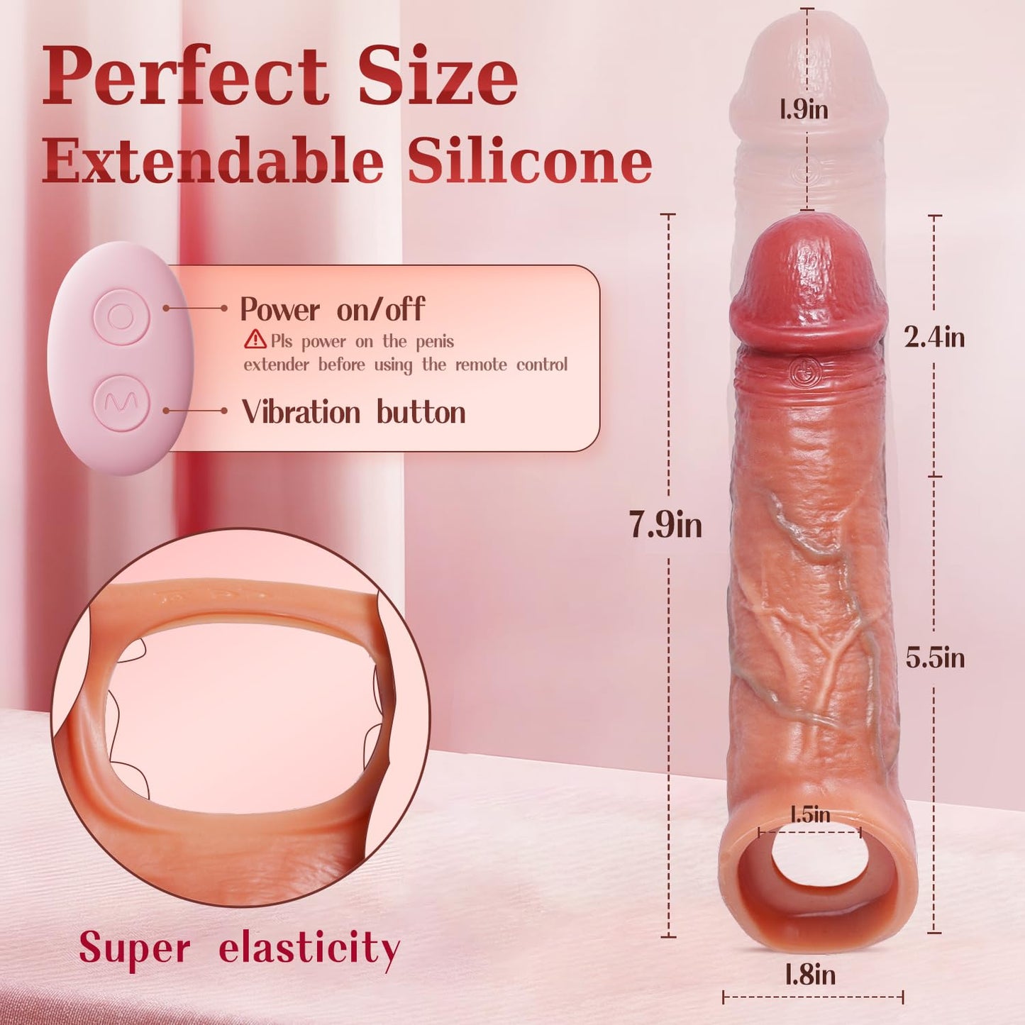 4in1 Realistic Elastic Penis Ring To Enlarge Prolong For Couples-EROSREALM