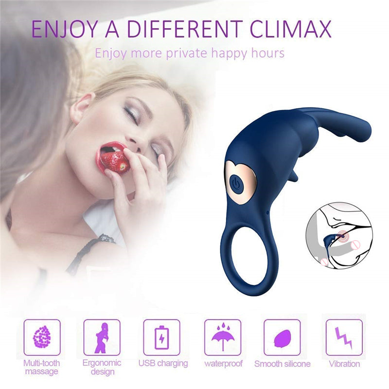 Rabbit Cock Ring Vibrator Male Delay Ejaculation Massager Clitoris Stimulation Sex Toys For Couple-EROSREALM