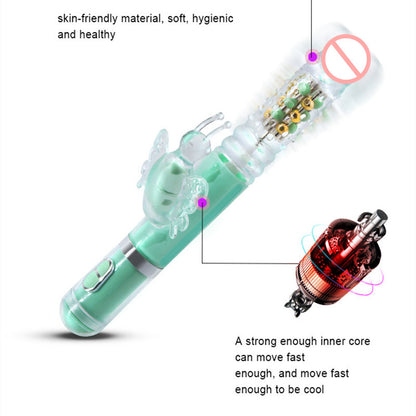 Rabbit Vibrator Telescopic Vibration Built-in ball Rotation G spot Dildo Vibrator-EROSREALM