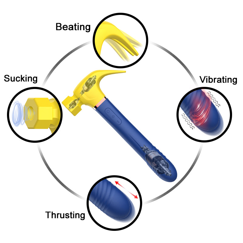 Sucking Vibrating Telescopic 3-in-1 Hammer Vibrator-EROSREALM