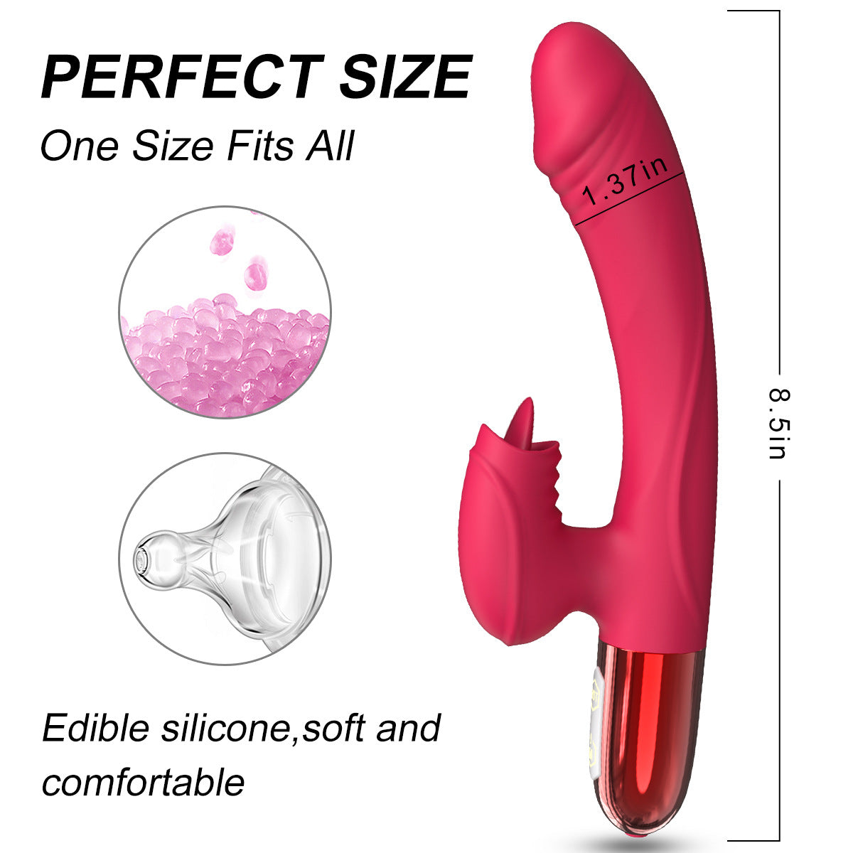 3-in-1 Heating Tongue Licking Rabbit Vibrator Rod-EROSREALM