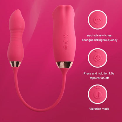 Scarlet Rose Lip 3-in-1 Bitting & Thrusting Vibrator-EROSREALM