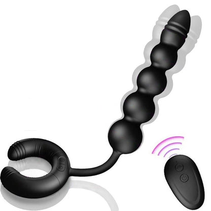 Vibrating Anal Beads Prostate Massager With Cock Ring Couple Sex Toy-EROSREALM