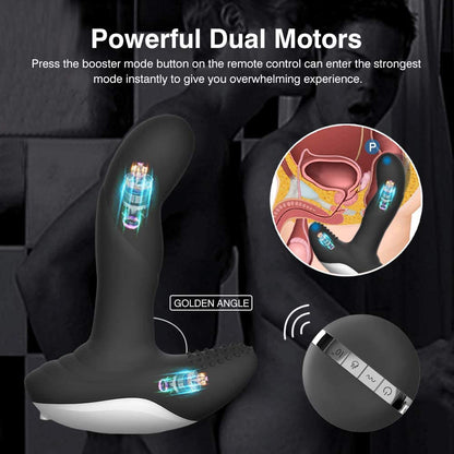 Wiggle-Motion Dual Motors Vibrating Anal Vibrator for Men with Remote Control Heating Anal Vibrators Butt Plug Prostate Massager Stimulator-EROSREALM