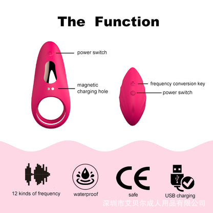 Lock Ring Usb Charging Vibration Wireless Remote Control Vibrating Rod Silicone Penis Ring-EROSREALM