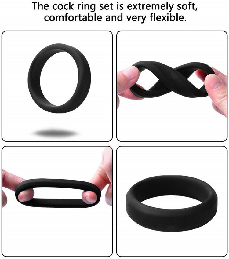 6 Different Size Cock Rings - Premium Grade Soft Silicone Penis Rings-EROSREALM