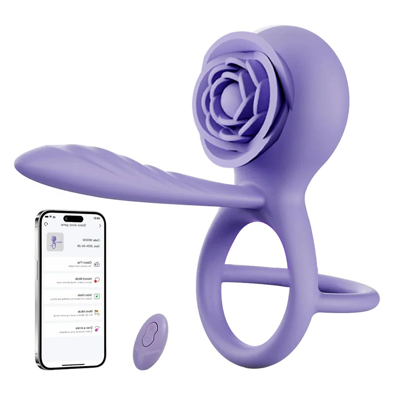 App Remote Control Vibrating Cock Ring Clit G spot Vibrator-EROSREALM