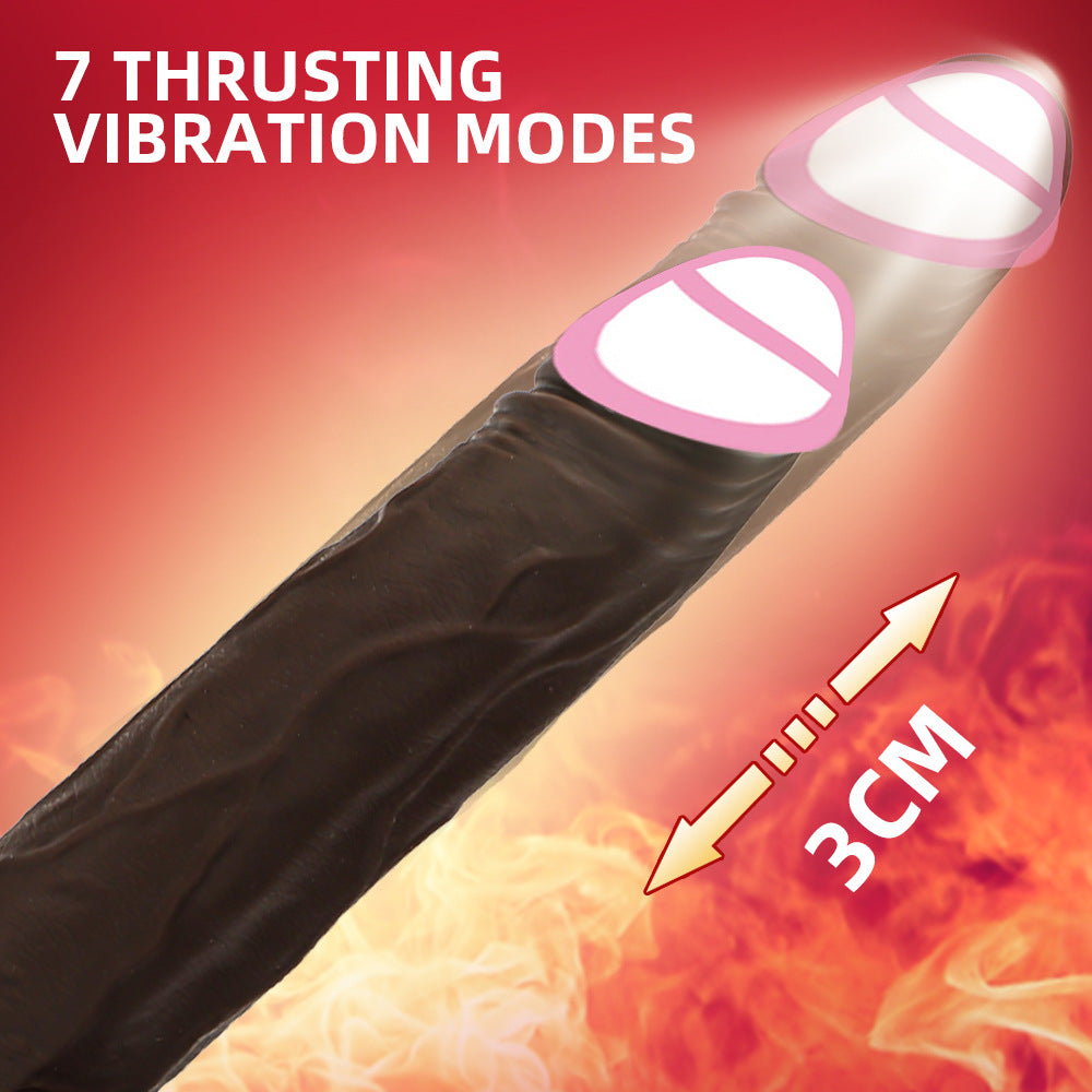 Heating Automatic Telescopic Vibrating Premium Silicone Realistic Dildo-EROSREALM