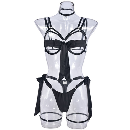 Open-cup Strappy Bowknot Harness-EROSREALM