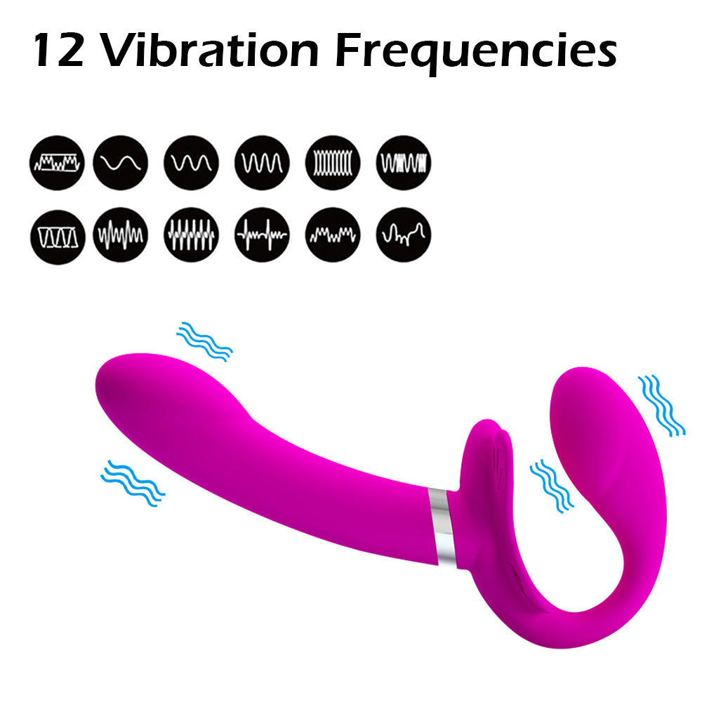 12 Speed Vibrating Strapless Strap-on Dildos Vibrators For Women-EROSREALM