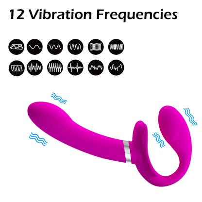 12 Speed Vibrating Strapless Strap-on Dildos Vibrators For Women-EROSREALM