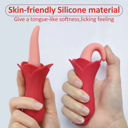 Rose Tongue Vibrating Stick Vaginal Licking Vibrator Clitoris Stimulator-EROSREALM