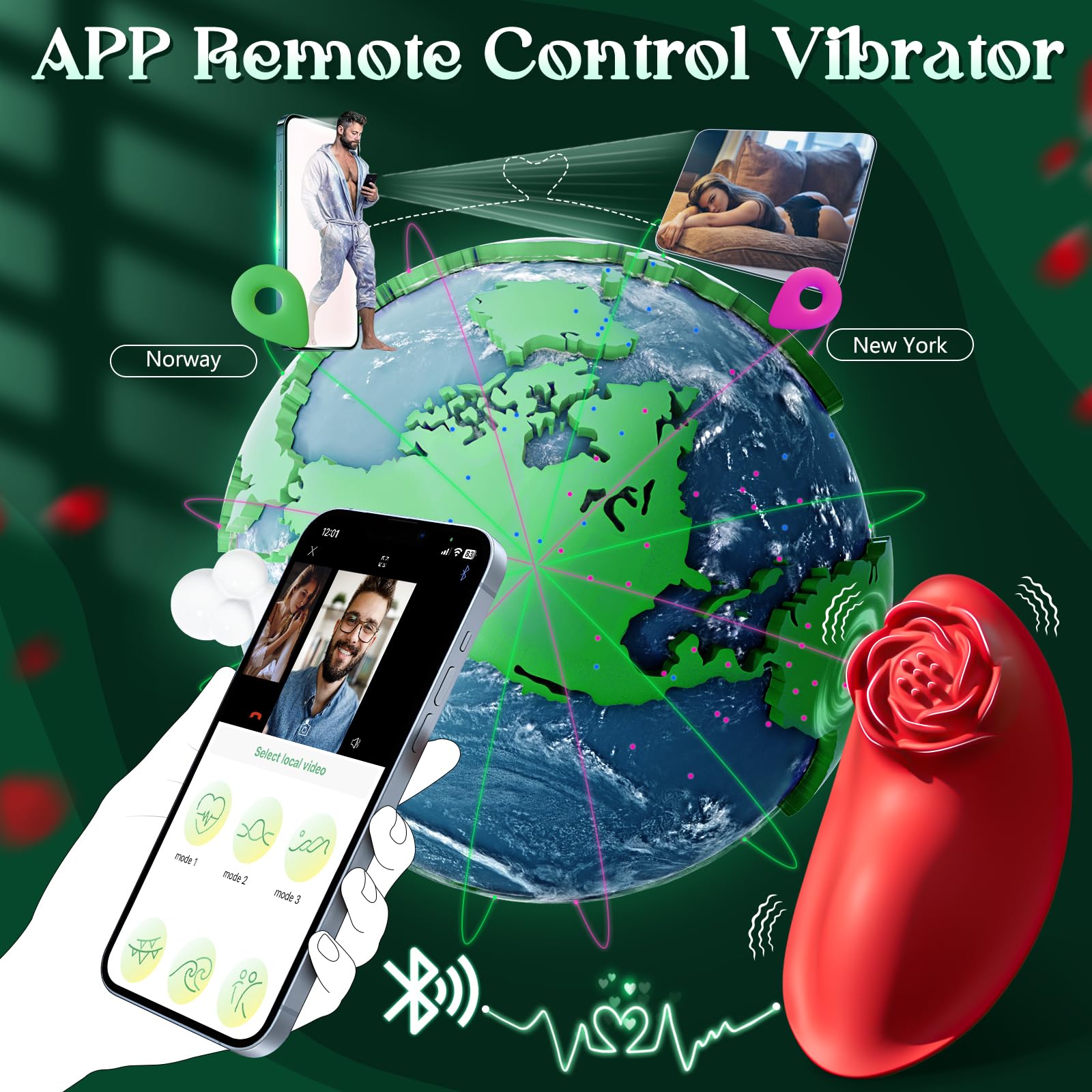 App Remote Control Double Motors 9 Vibration Rose Panty Vibrator-EROSREALM