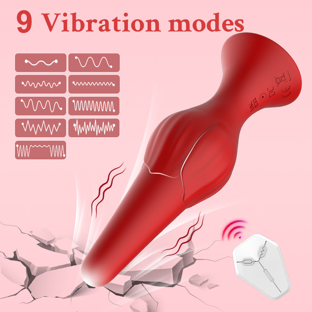 App & Wireless Remote Control 9 Frequency Rose Anal Plug-EROSREALM