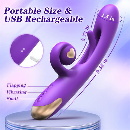 G Spot Vibrator Dildo Rabbit Adult Toys With 10 Vibration 7 Flapping Modes-EROSREALM