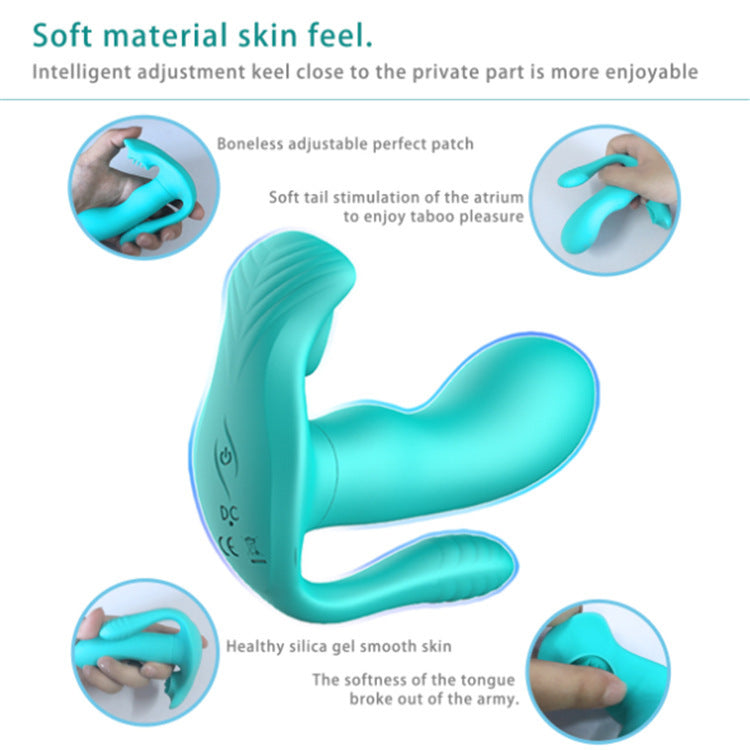 Remote Control Wearable Tongue Licking Double Penetration Vibrator-EROSREALM