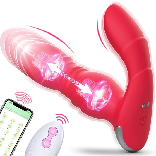 2-in-1 Thrusting Wearable Vibrator Double Ways To Control-EROSREALM